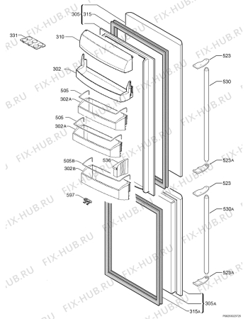 Взрыв-схема холодильника Aeg Electrolux S71368KG8 - Схема узла Door 003